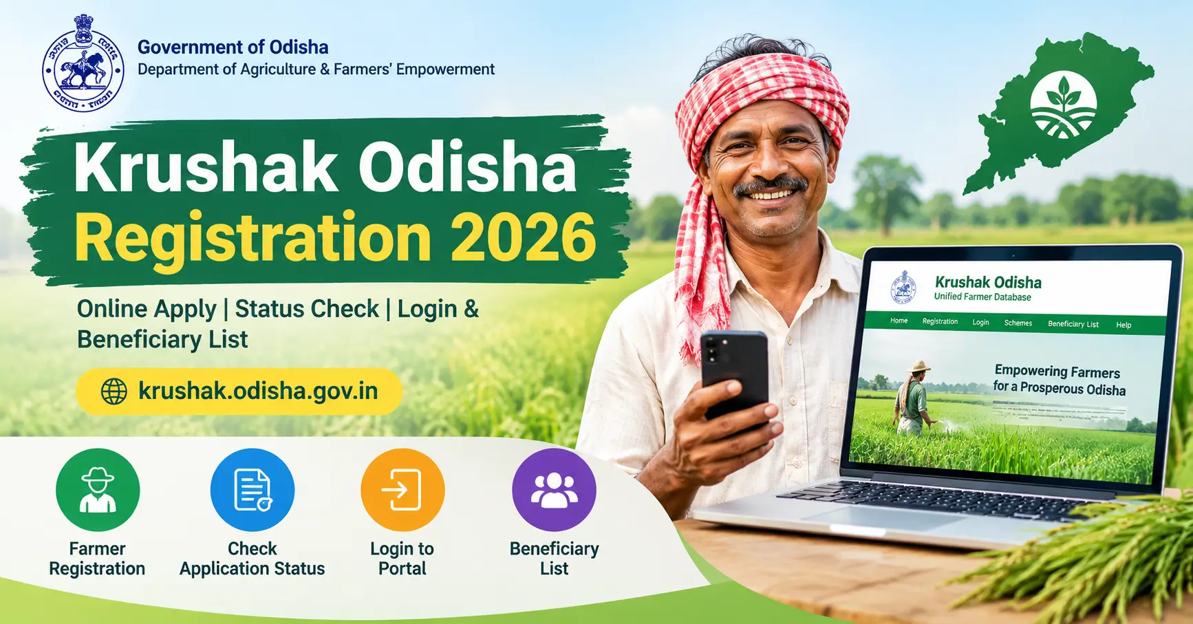 Krushak Odisha Registration 2026 Online Apply, Status Check, Login & Beneficiary List @ krushak.odisha.gov.in