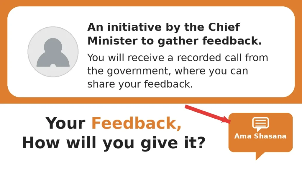Ama Shasana official portal showing the feedback chatbot option