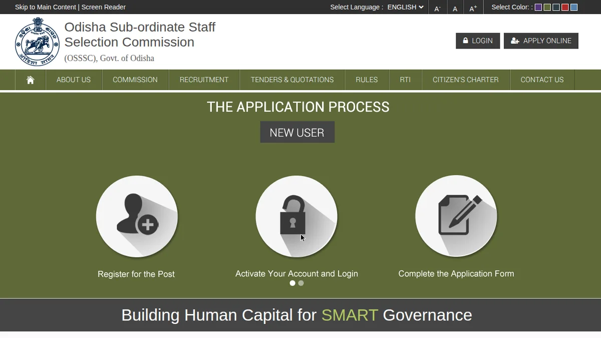OSSSC official website — online application process at osssc.gov.in